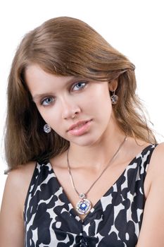 portrait of the beauty young woman. Isolated on white
