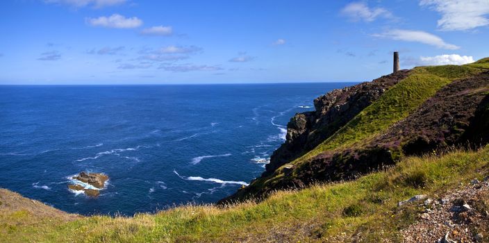 A magnificent view of the Atlantic Ocean from the Cornwall coast.