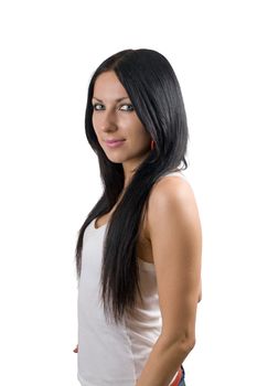 The beautiful young woman. Isolated on white