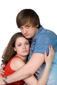 The young couple. Isolated on a white background