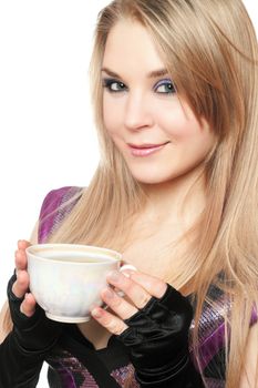 Young beautiful blonde with a cup of tea