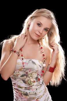 Portrait of a charming young blonde. Isolated