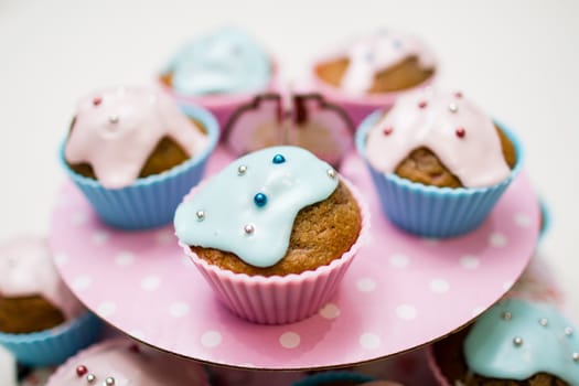 Homemade cupcake on a stand.