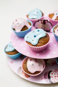 Homemade cupcake on a stand.