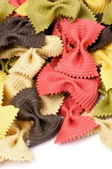 Three Color Farfalle Pasta closeup background