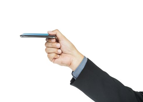 business man holding smart phone