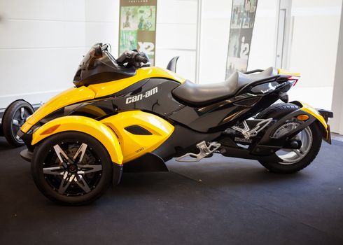 BANGKOK - SEPTEMBER 22: The Can-Am Spyder RS Roadster on display at the Promenade Bigbike Show on September 22, 2012 in Bangkok, Thailand