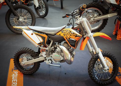 BANGKOK - SEPTEMBER 22: The KTM 50 SX on display at the Promenade Bigbike Show on September 22, 2012 in Bangkok, Thailand