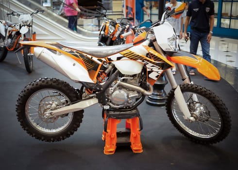 BANGKOK - SEPTEMBER 22: The KTM 500 EXC, Enduro on display at the Promenade Bigbike Show on September 22, 2012 in Bangkok, Thailand
