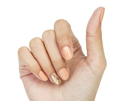 Women hands with nail manicure closeup