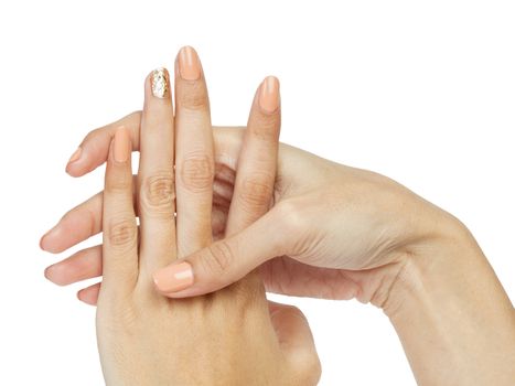 Women hands with nail manicure