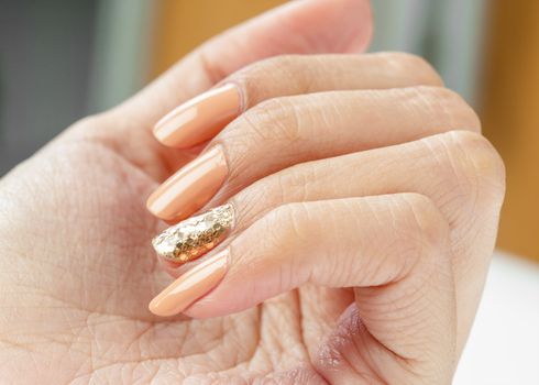Women hands with nail manicure closeup