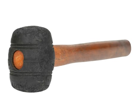 old rubber mallet on white background