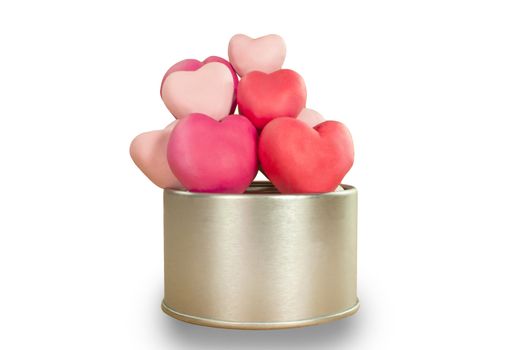 Tin can full filled with heart made from plasticine
in sweety color