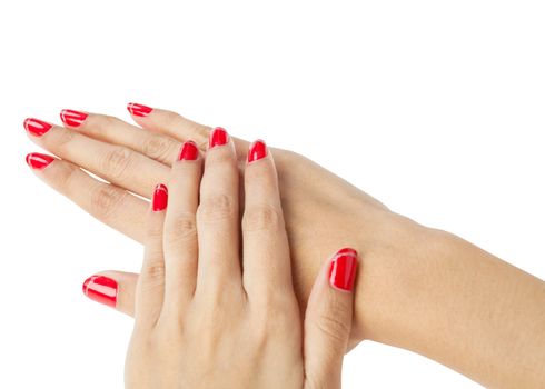 Women hands with nail manicure