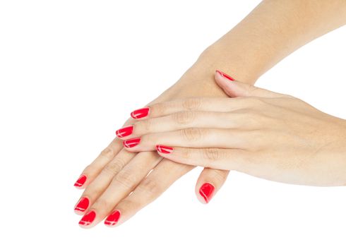 Women hands with nail manicure