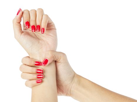Women hands with nail manicure