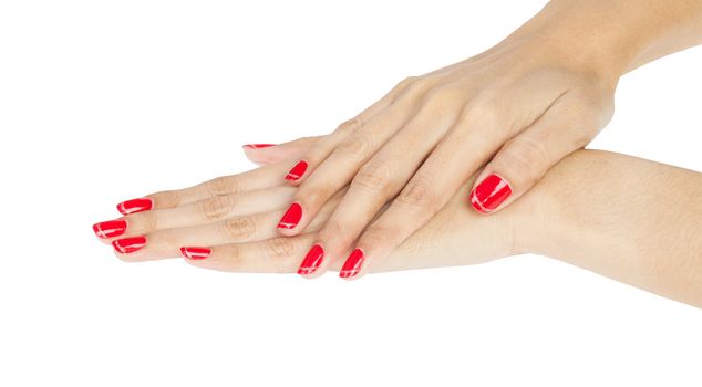 Women hands with nail manicure