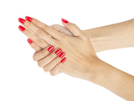 Women hands with nail manicure