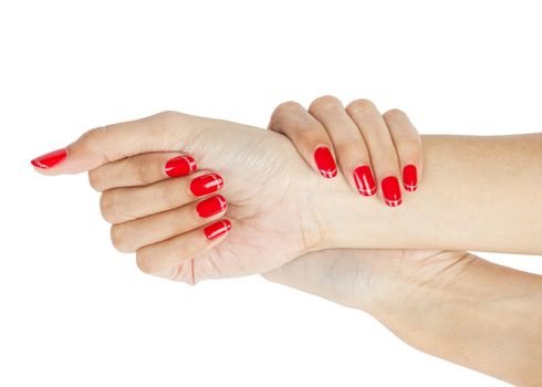 Women hands with nail manicure