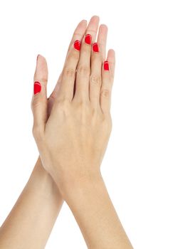 Women hands with nail manicure