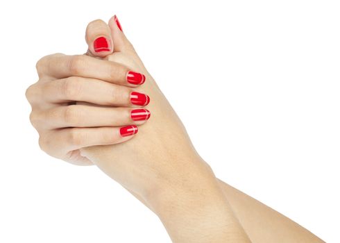 Women hands with nail manicure