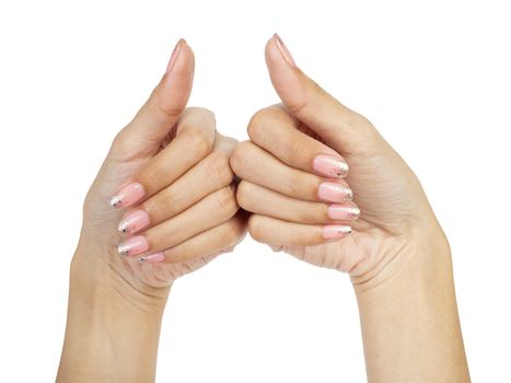 Women hands with nail manicure