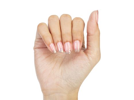 Women hands with nail manicure