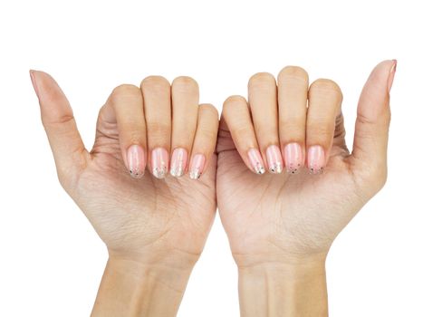 Women hands with nail manicure