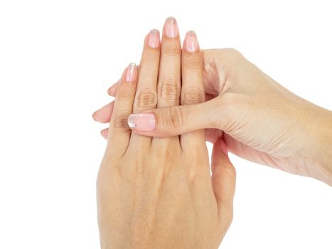 Women hands with nail manicure