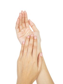 Women hands with nail manicure