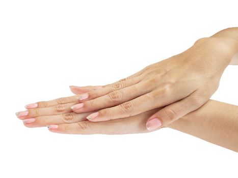 Women hands with nail manicure