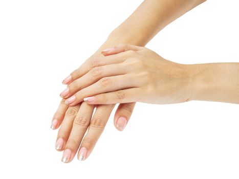 Women hands with nail manicure