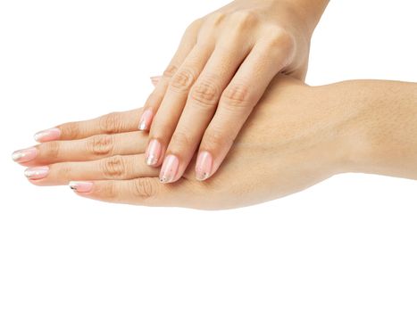 Women hands with nail manicure