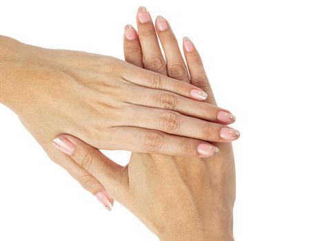 Women hands with nail manicure