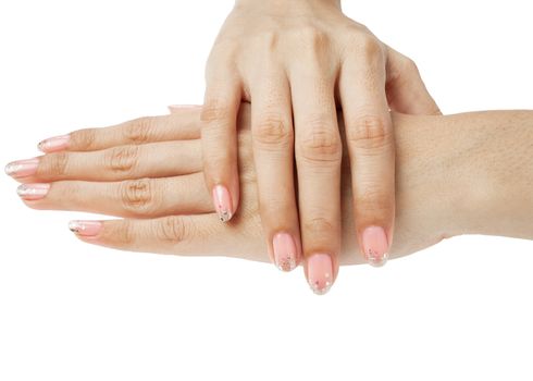 Women hands with nail manicure
