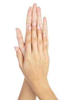 Women hands with nail manicure