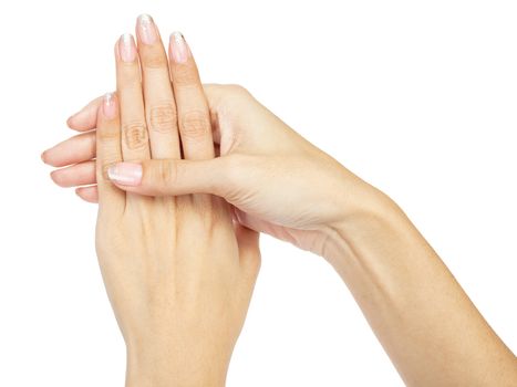 Women hands with nail manicure