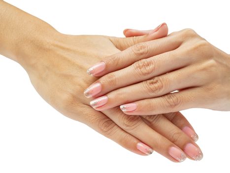 Women hands with nail manicure