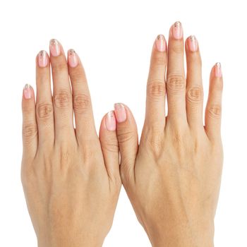 Women hands with nail manicure