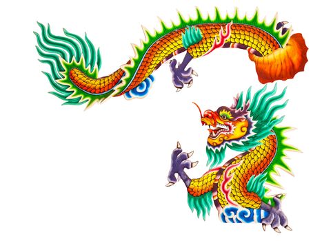 Chinese style dragon statue on white