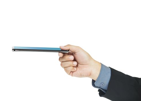business man holding smartphone