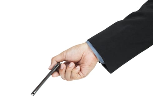 business man holding smart phone