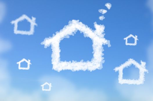 Cloud shaped as House, dreaming concept