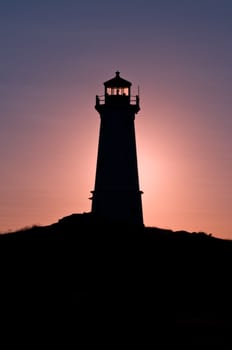 Lighthouse during sunrise in the early morning with beautiful colors
