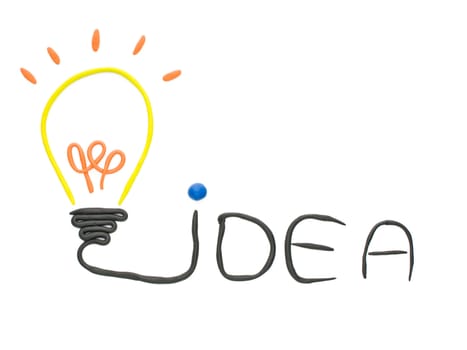 Idea bulb made from plasticine isolated on the white background