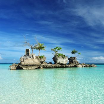 Willy's rock on a beach at Boracay, Philippines