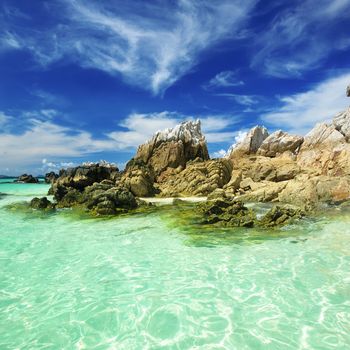 Beautiful rocky beach in thailand