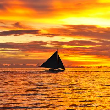 Beautiful sunset at Boracay, Philippines