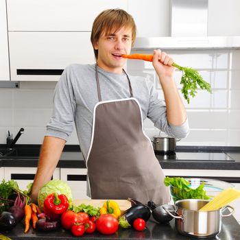 Man cooking in modern kitchen